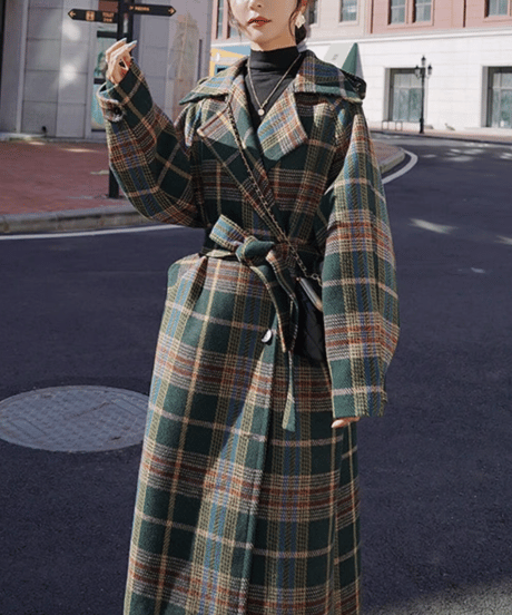 retro check trench coat　　IR1530