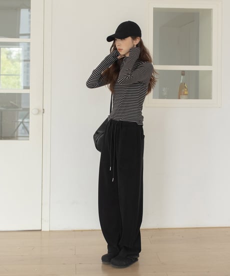 bottleneck border rib knit /2color　IR1587