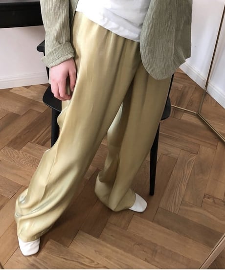 satin wide leg pants　　IR1466