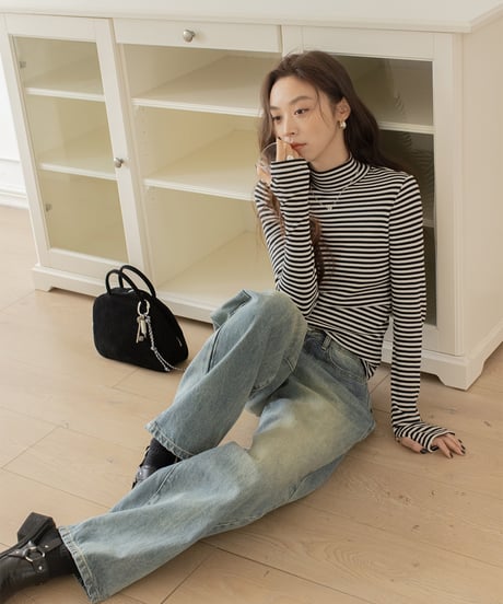 washed wide leg denim　　IR1588