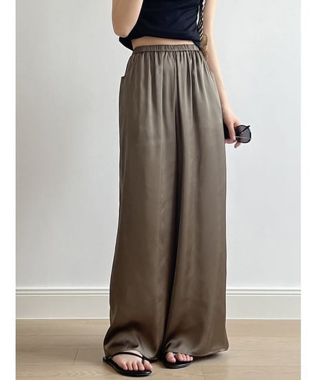 semi glossy wide pants　　IR1441
