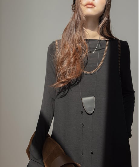 u-neck stitch long one piece /3color　　IR1544