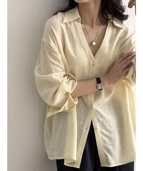 airy v-neck shirt /4color　IR1628