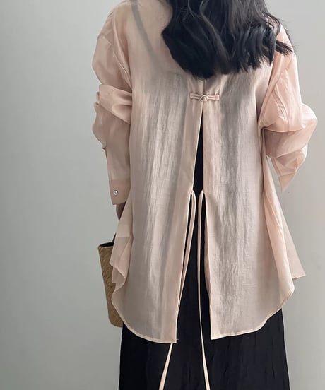 double ribbon back slit shirt /5color　　IR1667