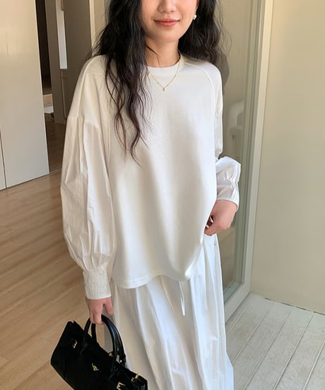 cuff stitch lantern sleeve shirt　　IR1603
