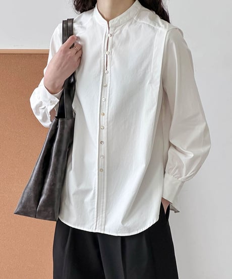 band collar button design blouse　　IR1593