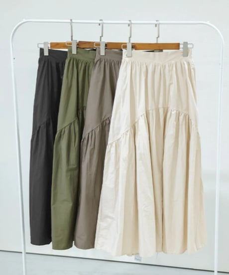 tiered gathered flare skirt /4color　　IR1681