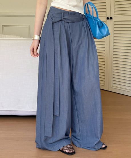 asymmetrical draped wide pants /3color　　IR1636