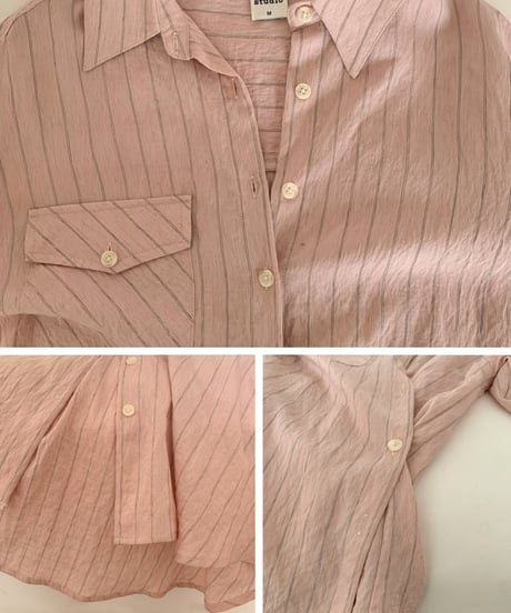 front accent striped 2way shirt　　IR1398