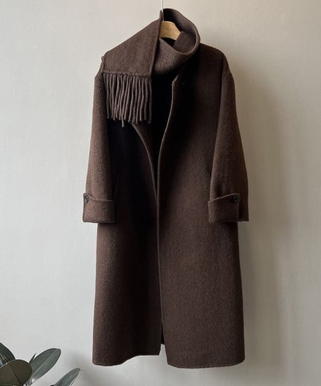 【完売】collarless long coat+scarf set /2color　　IR1553