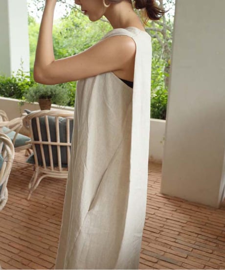 sleeveless linen one piece　　IR1378