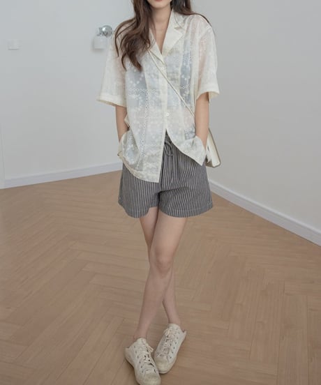 loose jacquard tencel shirt　　IR1445