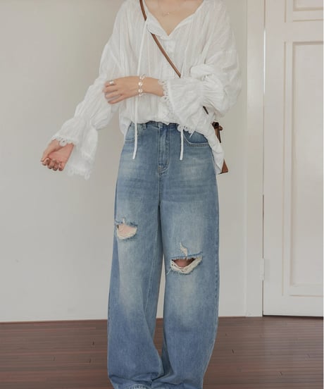lace flare sleeve blouse　　IR1668