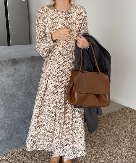 round neck floral pattern dress　　IR1473