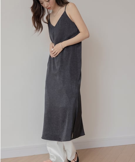washed cotton feel loose drape pants　IR1381