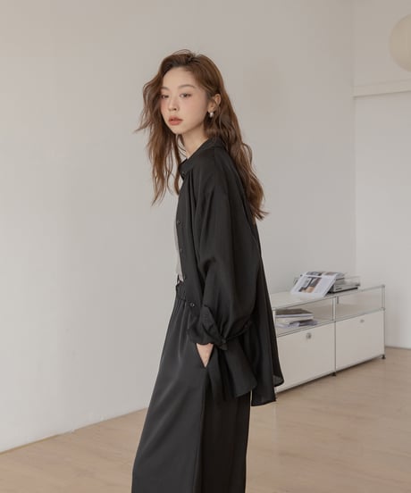 back slit sheer shirt　　IR1342