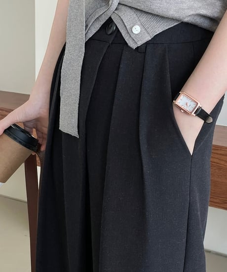 overlap tuck wide pants /2color　　IR1594
