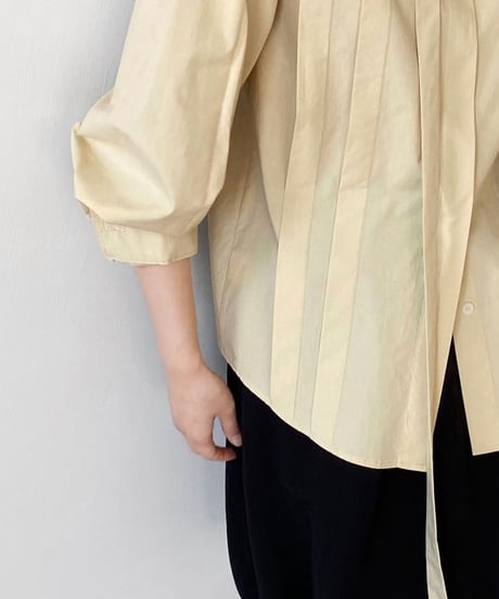 pleated design bow tie blouse　/2color　IR1618