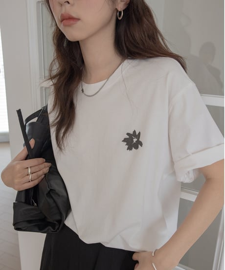 Flower pattern back print T-shirt　　IR1397