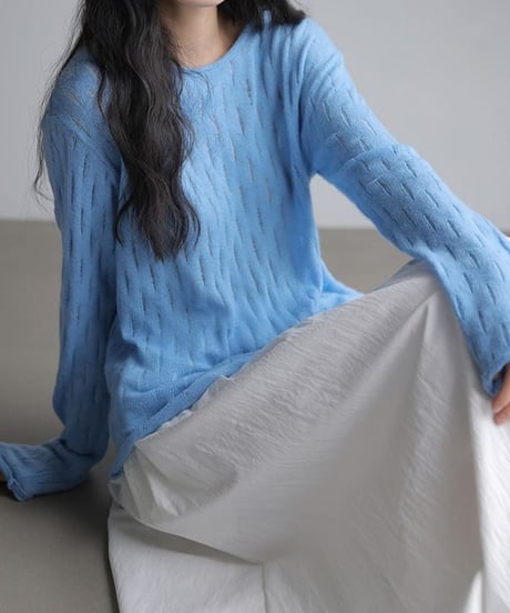 round neck mesh sheer knit　　IR1456