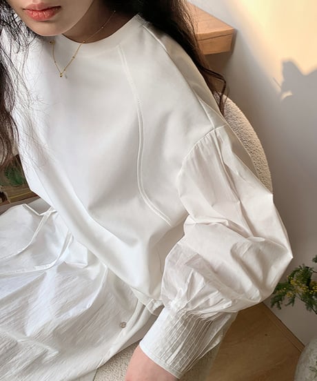 cuff stitch lantern sleeve shirt　　IR1603