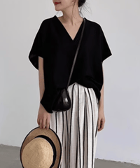 v neck loose shirt　　IR1351