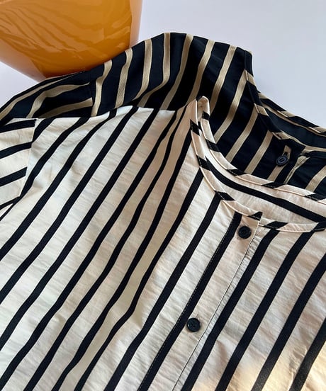 no-collar striped shirt　　IR1478