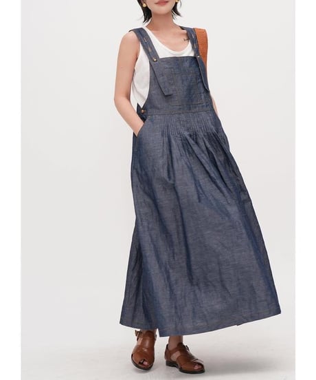 tuck denim jumper skirt　　IR1676