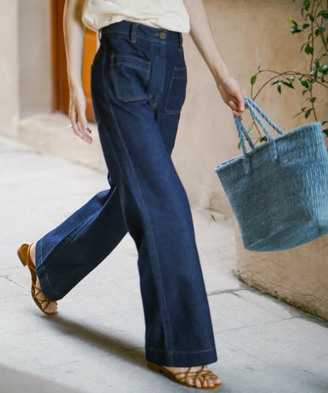 high waist denim wide pants　IR1403