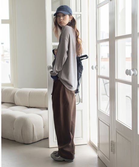loose straight belt pants /3color　　IR1583