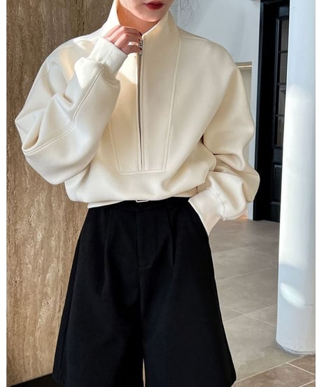 half zip short sweatshirt /3color　　IR1600