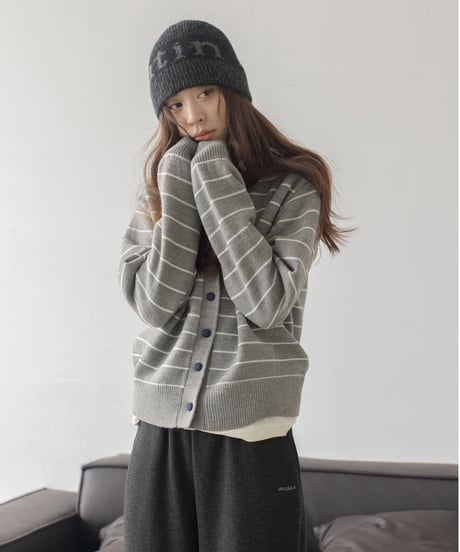 wool blend striped cardigan /3color　IR1569