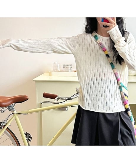 round neck mesh sheer knit　　IR1456
