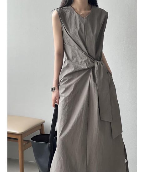 waste ribbon sleeveless one piece /2color　　IR1614