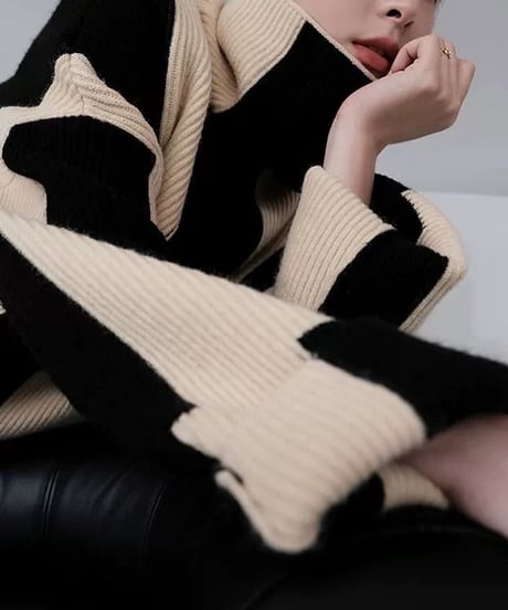 【完売】bicolor high neck knit　　IR1460