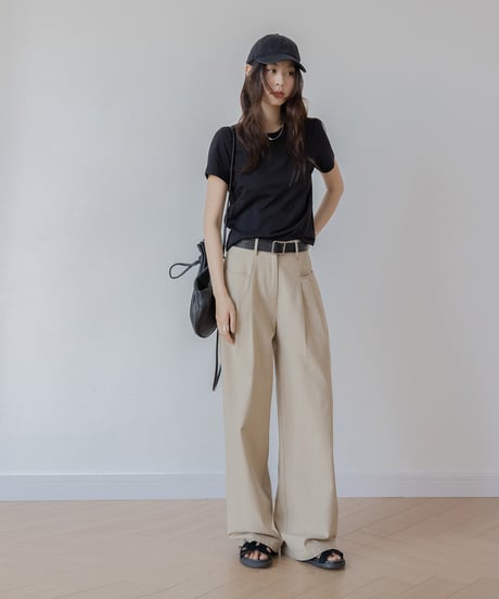 washed cotton feel loose drape pants　IR1381