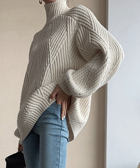 high neck diamond shape knit /2color　　IR1505
