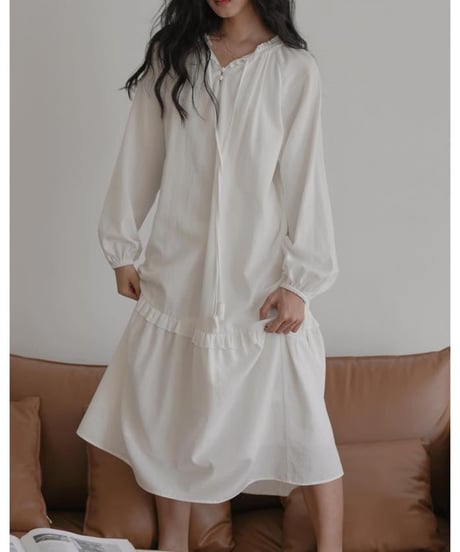 Frill gathered bohemian one piece　　IR1625