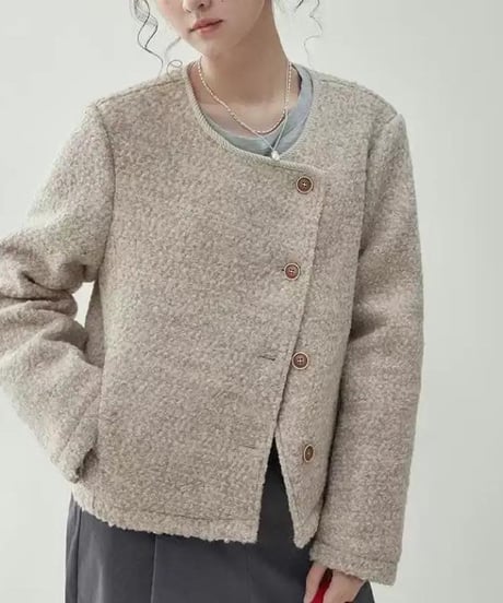 round neck button short jacket　　IR1568