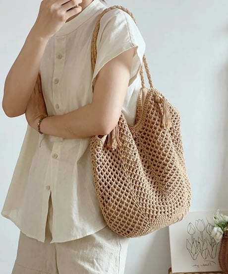 natural mesh tote bag /2color　　IR1629