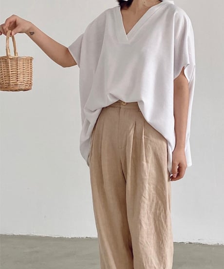 v neck loose shirt　　IR1351