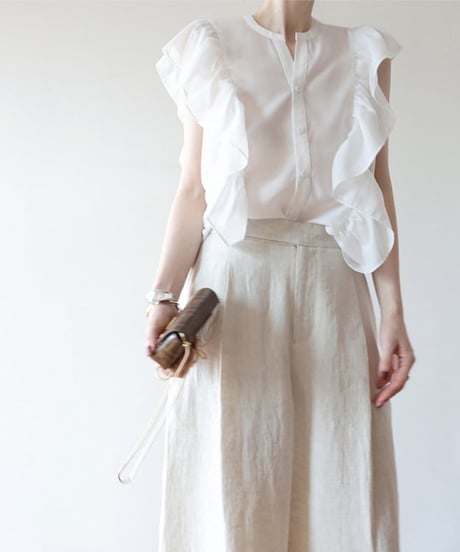 no-sleevele frills blouse　　IR1432