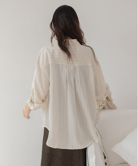 front accent striped 2way shirt　　IR1398