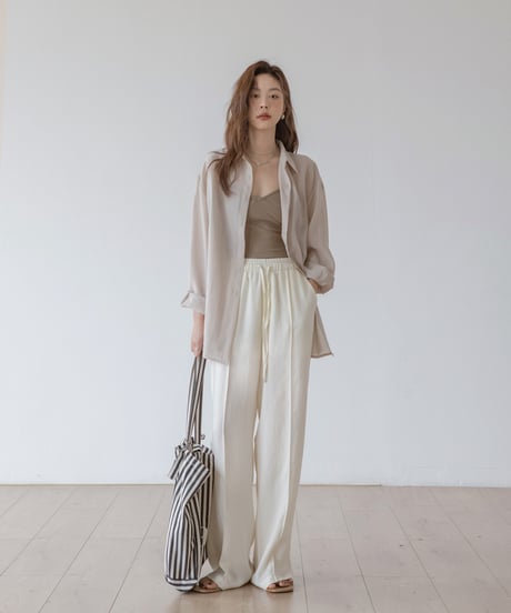 back slit sheer shirt　　IR1342