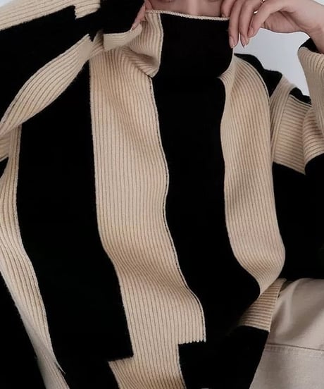【完売】bicolor high neck knit　　IR1460