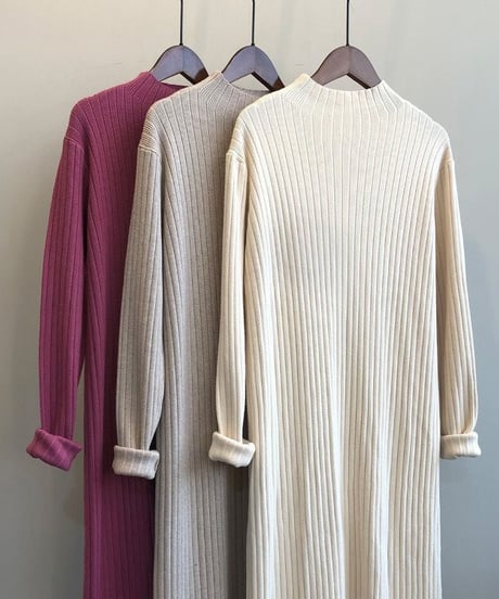 fringe hem rib knit dress　　IR1682