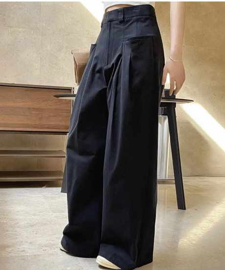 tucked wide leg pants /2color　　IR1531