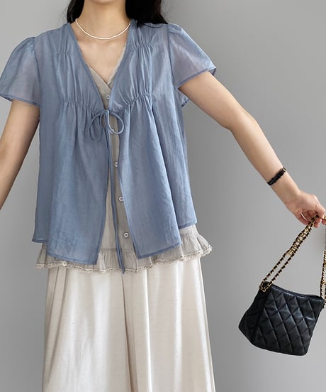 sheer layered frill blouse　　IR1675