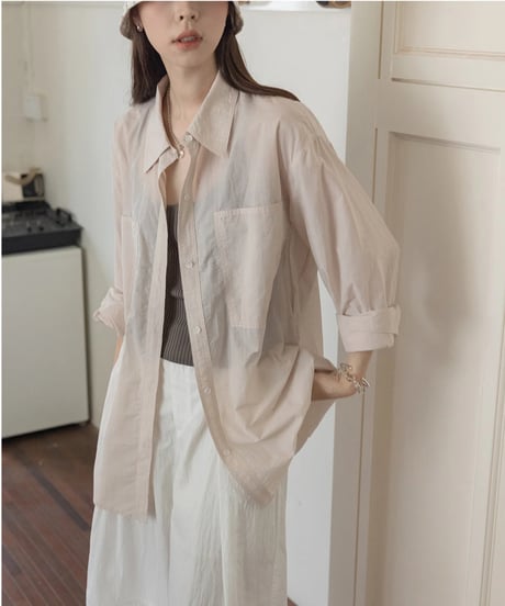 back slit ribbon sheer shirt /3color　　IR1666