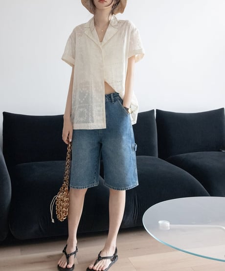loose jacquard tencel shirt　　IR1445